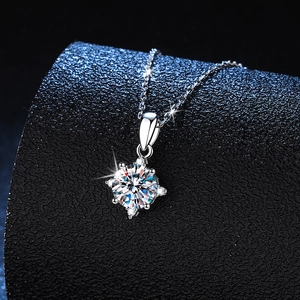 Elegant S925 sterling silver necklace with a brilliant round moissanite star pendant
