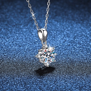 S925 sterling silver necklace featuring a brilliant 1 carat moissanite star pendant