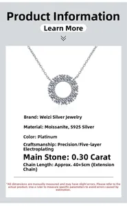 Vue détaillée du collier en moissanite argent S925 montrant la pierre de 30 points