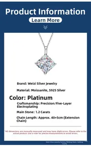 Détail du pendentif en moissanite 1,2 ct avec chaîne en argent s925 et extension réglable