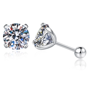 Classic S925 sterling silver four-prong stud earrings with 1 carat moissanite gemstones