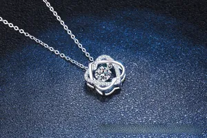 Macro detail of S925 silver hexagonal star pendant with a sparkling moissanite stone