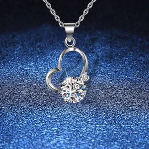 S925 Sterlingsilber Herz Anhänger Halskette Für Damen 2 Karat Moissanit Strass Love Buchstabe Charm Jubiläum Schmuck Geschenk