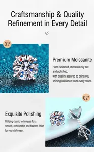 Macro detail of round-cut moissanite earrings with four-prong S925 silver setting
