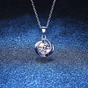 925 Sterling Silver Moissanite Pendant Necklace 1 Carat Heart Of Ocean Lucky Clover Clavicle Chain For Women Fine Jewelry Gift