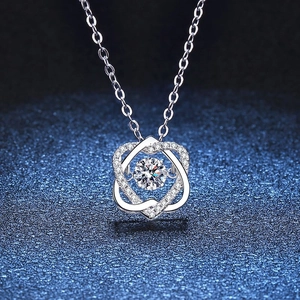 Dancing Heart Moissanite Necklace 925 Sterling Silver Hexagram Star Pendant Elegant Adjustable Clasp Jewelry For Women
