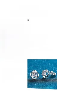 Macro view showing the fine polishing and moissanite stones on clover silver stud earrings