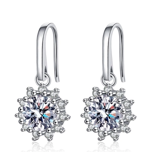Orecchini a girasole in argento S925 con scintillante moissanite da 1 carato di peso