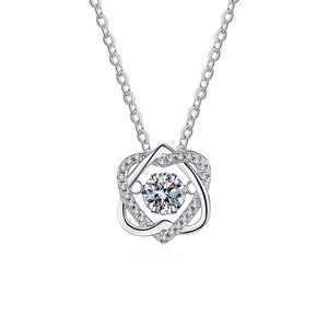Sparkling S925 sterling silver moissanite dancing stone hexagram pendant necklace