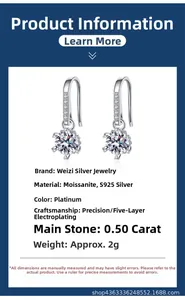 Detailed view of S925 sterling silver snowflake earrings with 0.5ct moissanite stones