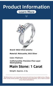 Spécifications de la bague croisée en moissanite 1 carat en argent 925 massif