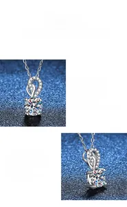 Detail of brilliant-cut moissanite stone in an elegant s925 silver pendant necklace