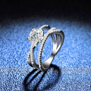Luxury Sterling Silver Moissanite Ring For Women Round Cut Sparkling Intertwined Band Engagement Wedding Jewelry Ring Gift