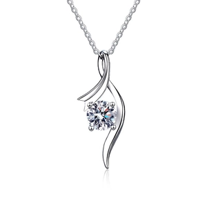 Collana classica in argento 925 con pendente in moissanite da 1ct e design a nodo ritorto