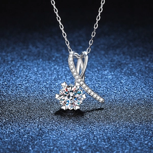 Collier en Argent Sterling 925 Avec Nœud en Moissanite pour Femme Élégant Pendentif Ruban en Moissanite Zirconia Bijoux Fins