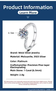 Details zum S925 Silberring mit 1 Karat Moissanit und hochwertiger 6-Krallenfassung