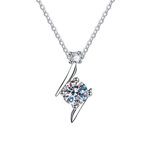 Collana in argento sterling S925 con pendente in moissanite doppia su catena sottile