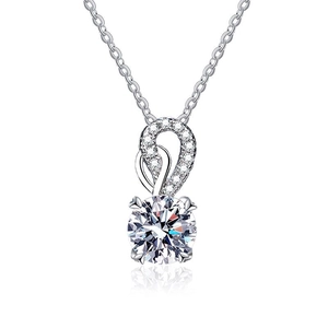 Elegant S925 sterling silver necklace with a brilliant round moissanite pendant