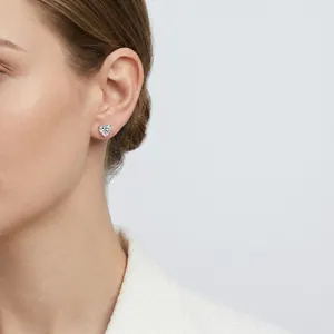 Classic S925 sterling silver six-prong stud earring with a brilliant round moissanite