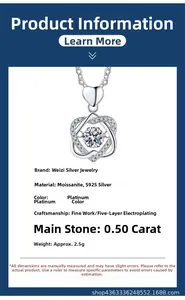 Détail du pendentif en moissanite 50 points en argent S925 avec placage à cinq couches
