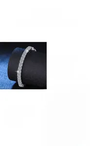Macro shot of S925 sterling silver moissanite tennis bracelet with prong setting detail