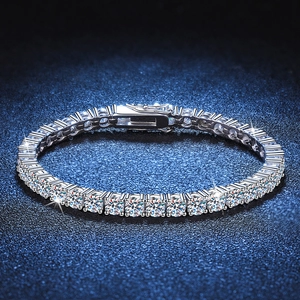 Luxury 925 Sterling Silver Moissanite Tennis Bracelet For Women Sparkling Rhinestone Inlaid Link Chain Elegant Jewelry Gift