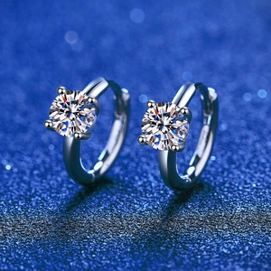 925 Sterling Silver Round Cut Moissanite Stud Earrings For Women Four Prong Classic D Color Jewelry With GRA Certificate
