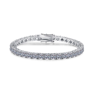Classic S925 sterling silver tennis bracelet with brilliant round cut moissanite stones