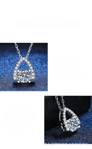 Détail macro du pendentif en Moissanite en forme de poire avec finition argent s925