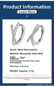 Moissanite s925 silver earrings product specifications and 5-layer plating material details