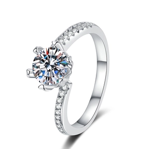 Eleganter S925 Sterlingsilber Ring mit 1 Karat Moissanit in einer gedrehten Fassung
