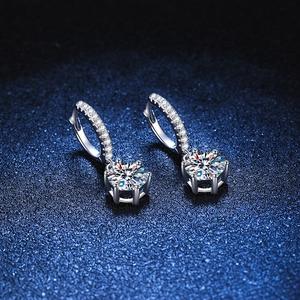 Boucles d'oreilles pendantes en argent S925 avec pendentif Moissanite à six griffes