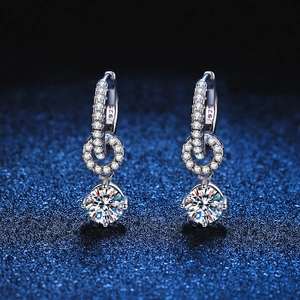 925 Sterling Silver Moissanite Drop Earrings For Women Korean Style Sparkling Rhinestone Dual Wear Earrings Jewelry Gift