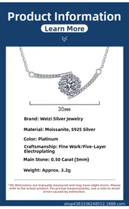 Specifiche del ciondolo a fiore in moissanite da 50 punti su collana in argento