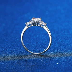 Elegant S925 sterling silver ring featuring a heart-cut moissanite stone and side accents