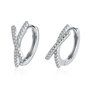 Elegant s925 silver bow-style hoop earrings with sparkling moissanite pave setting