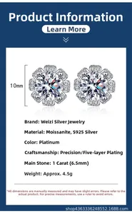 Detail von 1ct Moissanit-Ohrringen mit Blütendesign in S925 Sterlingsilber