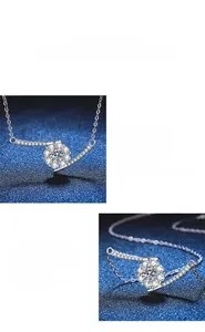 Dettaglio macro del ciondolo a cuore in moissanite con taglio brillante e pavé di diamanti
