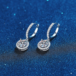 Elegant S925 sterling silver hoop earrings with 1 carat D color moissanite stones