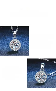 Makroaufnahme einer S925 Sterlingsilber Kette mit 1 Karat Moissanit-Anhänger im Detail