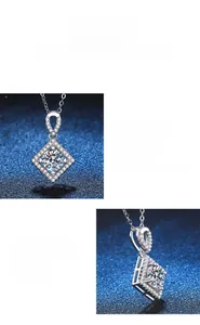 Macro detail of square moissanite pendant showing German polishing and precision cutting