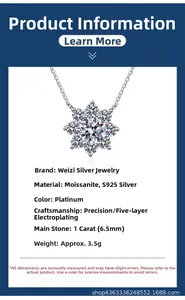 Macro shot of 1 carat moissanite snowflake pendant with detailed S925 silver craftsmanship