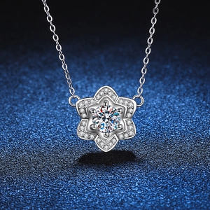 S925 Sterlingsilber Moissanit Kamelie Anhänger Halskette Elegante Blume Strass Schmuck Für Damen Hochzeit Schmuck