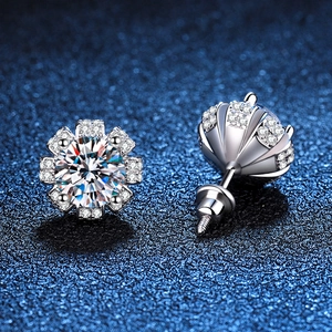 925 Sterlingsilber Moissanit Ohrstecker Kamelienblüte Schraubverschluss Sicher Verlobung Hochzeit Damen Schmuck Geschenk