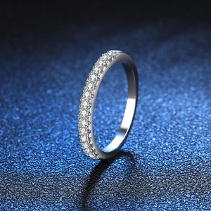 S925 Sterling Silver Moissanite Eternity Ring For Women Minimalist Platinum Plated Wedding Band Jewelry Anniversary Gift