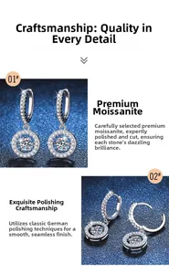 Macro detail of fine cut moissanite drop earrings with German classic polishing finish