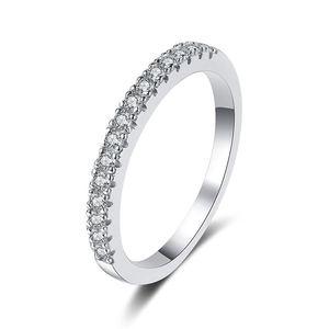 Classic S925 sterling silver eternity band featuring a row of sparkling moissanite stones