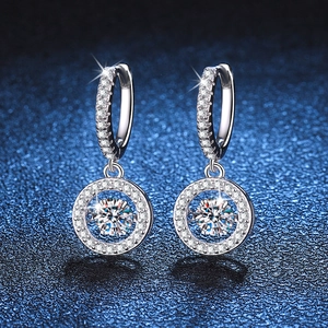 S925 Sterling Silver Moissanite Dancing Stone Stud Earrings Round Halo Inlaid D Color Gemstone Jewelry For Women Gift
