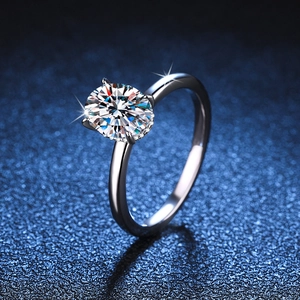 925 Sterling Silver Moissanite Ring Oval Cut Gemstone Engagement Wedding Ring For Women Fashion Jewelry With Rhinestone Accents