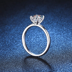 2ct round moissanite solitaire engagement ring in s925 silver with hidden halo detail